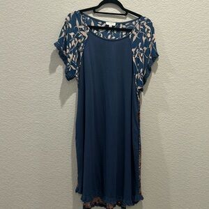 Umgee Steele blue calf length dress. Size small